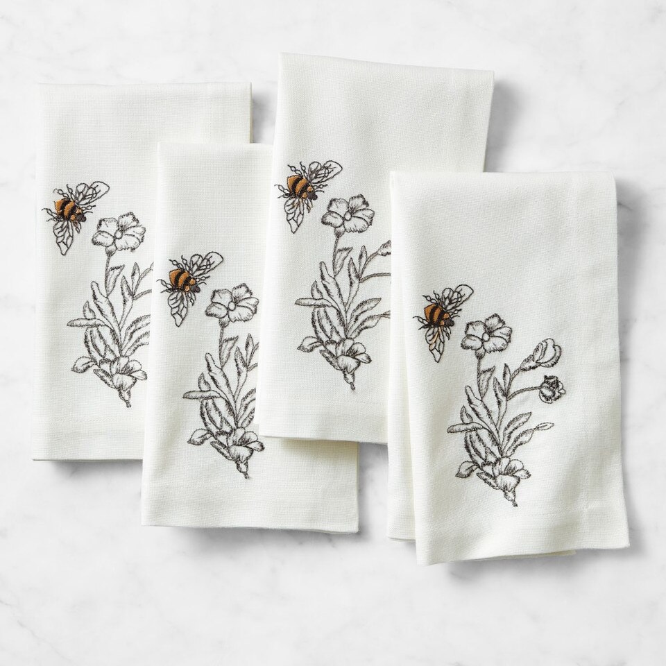 Bee Embroidered Napkins, Set of 4 Williams Sonoma AU